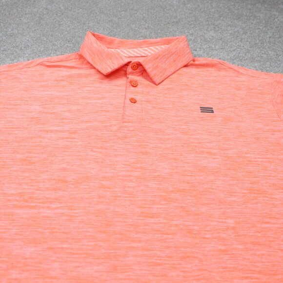 Three Sixty Six Polo Shirt Mens 3XL XXXL Orange Performance Stretch Golf S/S - Picture 4 of 15